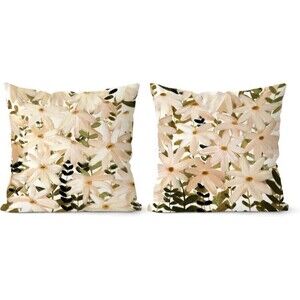 Sage Daisy Pillow Covers 18x18 Set of 2 Fall Farmhouse Velvet Print NEW